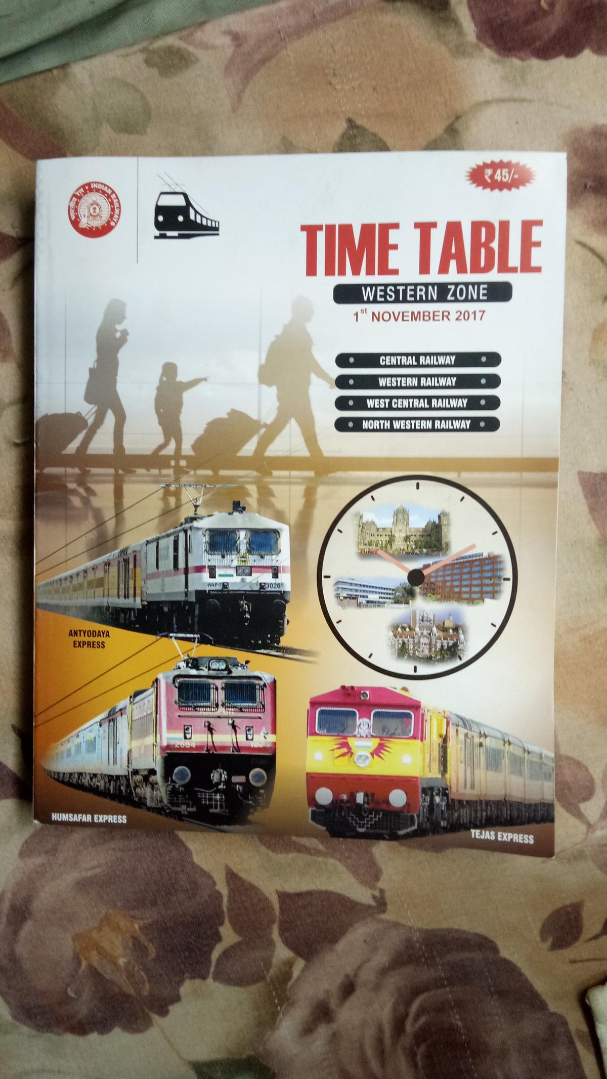 Western Railways Kursbuch aus Indien 2016/17 