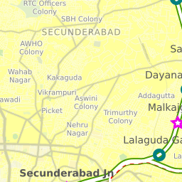 Secunderabad Railway Station Map Shortest Rail Distance: Hyderabad Deccan Nampally To Secunderabad 9 Stations.  9.26 Km. - Railway Enquiry
